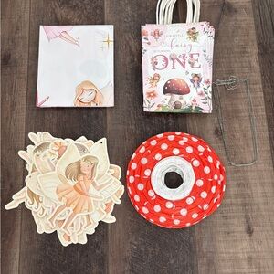Fairy Themed First Birthday Party Supplies - Poster, Bags, Mushroom Lanterns